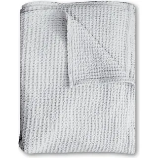 140 x 200 cm Waffelpiqué leichte PolyBaumwolle Tagesdecke in der Farbe hellgrau - Hellgrau