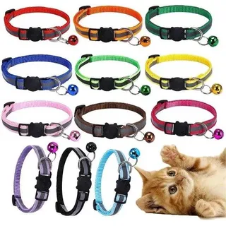 Kattenhalsband-Set mit Reflektoren - 10 Stücke in 10 Farben - für Katzen, Hunde und Kleintiere