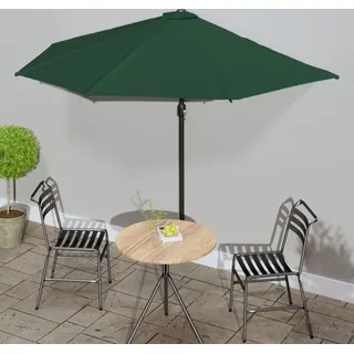 The Living Store Balkon-Sonnenschirm mit Alu-Mast Grün 300x155 cm Halbrund - Grün