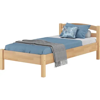 Massivholzbett Buche natur 90x200 Einzelbett Bettgestell Zubehör wählbar V-60.73-09ohne Zubehör - Braun