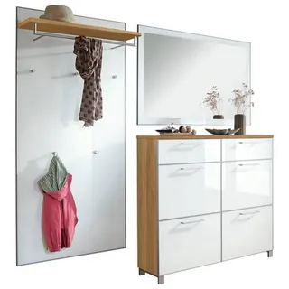 XXXL GARDEROBE Weiß, Eichefarben - 210x195x31 cm