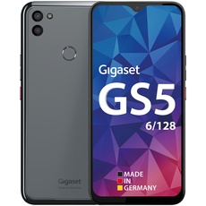 Gigaset GS5 PRO - Smartphone - 64MP Kamerasystem - 4500mAh Wechsel-Akku - 6,3" Full HD+ V-Notch Display - gehärtete Glasrückseite - kabelloses Laden - 128GB + 6GB RAM - Android 13, grau