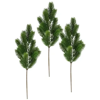 Künstlicher Tannenzweig 48cm 3er Set Dekozweig Dekoast Tannengrün Tannenbund Adventskranz Deko Zubehör Kranz Girlande Adventskranz Weihnachtsdeko Kunstzweig Kunstblume AST Koniferen