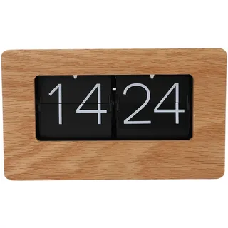 Riuulity Vintage Flip Clock, Innovative Minimalistische Automatische Digitale Tischuhr für Wohnzimmer Schlafzimmerstudienraum, für 24 Stunden Geeignet, Eiche und PVC -Material