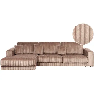 Beliani Ecksofa 4-Sitzer LOFOTEN Cord Hellbraun Rechtsseitig