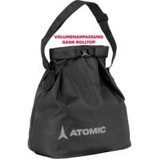 ATOMIC A Bag in Schwarz - Skischuhtasche - Praktische Tasche für den Winter & Sommer - Anpassbarer Schultergurt & Rolltop - Herausnehmbare Skischuh-Platte