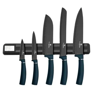 Satz Von 5 Küchenmesser Mit Bar Berlinger Haus Bh-2537 Aquamarin - Schwarz, Blau, Silber