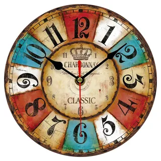 VIKMARI 20 cm Industrial Vintage Wanduhr, Klein Landhausstil Retro Uhr, Rund Ohne Tickgeräusche Wanduhren für Küche Wohnzimmer Schlafzimmer Badezimmer