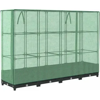 vidaXL Hochbeet mit Gewächshausabdeckung Rattanoptik 160x40x123 cm - Schwarz