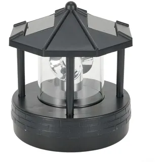 Rotierender Solar Leuchtturm, LED Solar Leuchtturm für 360 Grad Rotationslicht Wasserdicht Straßenlaterne für Outdoor, Garten, Rasen (Schwarz)