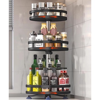 uyoyous Gewürzregal Drehbar 3 Etagen Gewürzständer Drehteller Gewürzhalter Drehen Spice Rack Lazy Susan Kohlenstoffstahl Gewürz Organizer 360° Drehbarer Küchenorganizer - 3 Tier Schwarz