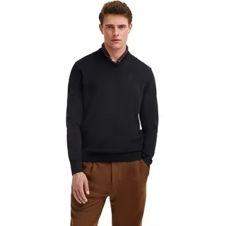 bugatti Herren Pullover Regular Fit V-Neck Premium Cotton Basic Baumwolle V-Ausschnitt