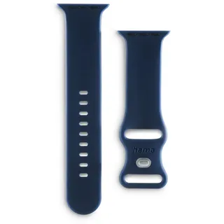 Hama Armband für Apple Watch 40/41/42mm (passend für Apple Watch 9/8/SE/7/6/5/4, Schnellwechselarmband, Silikon Look, Quick Change, flexibles Wechselarmband) blau