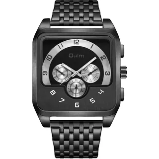 JewelryWe Herrenuhr Edelstahl Rechteckige Uhr: Herren Analog Quarz Armbanduhr Männer Schwarz Edelstahlarmband Lässige Business Uhr mit Schwarz Eckigem Zifferblatt und Leuchtzeiger
