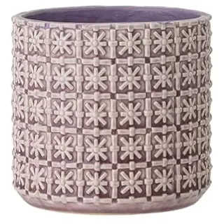 Nordring Retro Übertopf Vintage Pflanztopf für Zimmerplanzen Blumentopf Cross M (12,5 cm ø), Mauve, Keramik