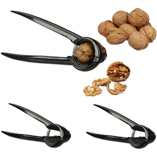 Relaxdays Nussknacker Set von 3 Aluminium Schwarz
