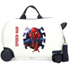 Joumma Marvel Spiderman Attack Kinderkoffer, weiß, 45 x 31 x 20 cm, Harter ABS-Kunststoff, 24,6 l, 1,8 kg, 2 Räder, Handgepäck, Handgepäck, weiß, kinderkoffer