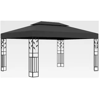 Pavillon mit Doppeldach wetterfest Gartenzelt Partyzelt Festzelt Gartenpavillon Bierzelt 3x4m Anthrazit Stoff Stahl - Grau