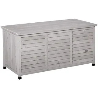Outsunny Gartenbox, Kissenbox, Aufbewahrungsbox, Aufbewahrungsbox, Gartentruhe, wetterbeständig, Massivholz, Grau
