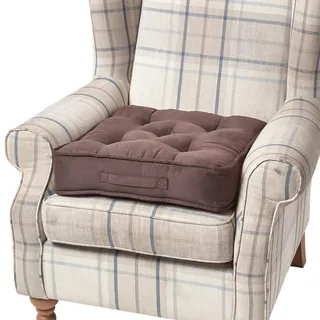 Homescapes Sitzkissen braun 50/50/10 cm – Sesselkissen, Velours , Braun , Textil , Füllung: Polyester , Quadratisch , 50x10x50 cm , Oeko-Tex® , Heimtextilien, Wohntextilien, Sitzkissen