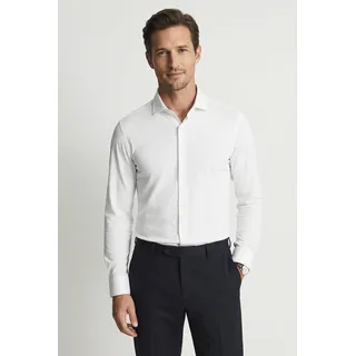 Businesshemd CINQUE, Herren, Gr. M, N-Gr, weiß, Jersey, Obermaterial: 100% Baumwolle, unifarben, regular fit normal, Rundhals, 1-Knopf-Manschette, Hemden Businesshemd, Jersey Qualität, Regular Fit