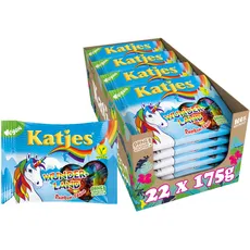 Katjes Wunderland Rainbow-Edition Vorratspack, Fruchtgummi in magischen Formen und Farben, fruchtiger Mix in unterschiedlichen Geschmacksrichtungen, vegan, 22 x 175 g