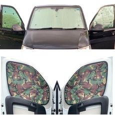 Fensterrollo-Set Kombatibel Mit Vauxhall Vivaro (2019-Date)(Komplettset LWB + Heckklappe) Rückenfarbe in Tarnfarbe, Reversibel und Thermisch