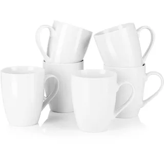 MALACASA, Serie Elisa, 6 TLG Porzellan Kaffeetasse Becher Set Tee Tasse Kaffeebecher Grauweiß