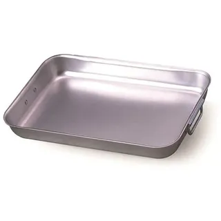 Pentole Agnelli Linie Aluminium 3 mm Bräter rechteckig mit runden Ecken, beweglichen Griffen Edelstahl 45 cm Silber/schwarz