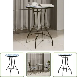 The Living Store Mosaik-Bistrotisch Blau und Weiß Ø50x70 cm Keramik - Blau