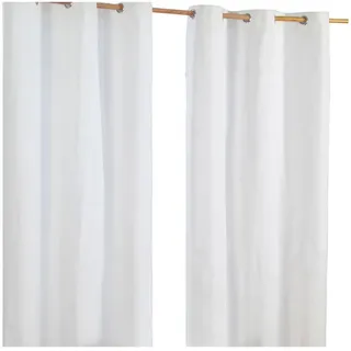 Homescapes Ösenvorhang blickdicht 2er-Set, 117/137 cm , Weiß , Textil , Uni , 117x137 cm , Oeko-Tex® , Heimtextilien, Vorhänge, Fertigvorhänge, Ösenvorhänge