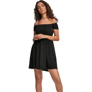 Urban Classics Damen Ladies Smoked Off Shoulder Dress Kleid, Schwarz (Black 00007), 36 (Herstellergröße: S)