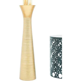 Leewadee Große Deko Bodenvase Für Dekozweige, Hohe Standvase Für Pampasgras, Design Holzvase, 85 cm, Gold