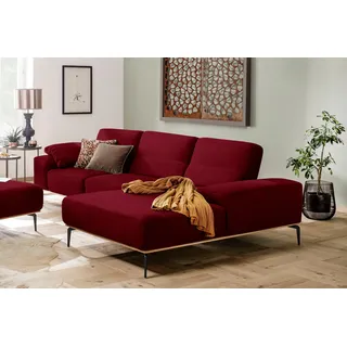 W.Schillig Ecksofa "run, Designsofa mit tollem Sitzkomfort, bequem, L-Form", rot (merlot w82), B:319cm H:88cm T:178cm, Longlife Xtra-Leder Z73: Naturwalkleder der Luxusklasse aus den erlesensten Rohhäuten.