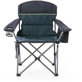 LET'S CAMP Campingstuhl Klappstuhl Faltbar Übergroßer Angelstuhl mit Getränkehaltern Kühltasche Faltstuhl Outdoorstuhl bis 200kg
