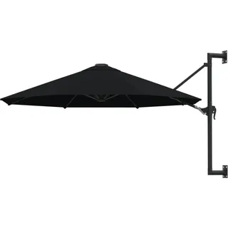 Sonnenschirm zur Wandmontage mit Metall-Mast 300 cm Schwarz - Schwarz