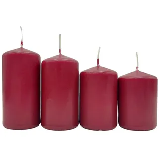 Adventskerzen bordeaux Weihnachtskerzen Stumpenkerzen 4er-Set Stufenkerzen kerze