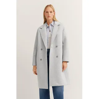 Kurzmantel BUGATTI, Damen, Gr. 46, grau (240, grau), 100% Modal, unifarben, regular fit, normaler Saum, Mäntel Kurzmantel, mit Reverskragen