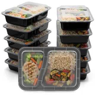 BigDean 10 Meal Prep Boxen 850ml mikrowellengeeignet wiederverwendbar | Eckige Boxen lebensmittelecht Mealprepboxen stapelbar Mealprep Box Essensbox Lunchbox Mikrowellen, Spülmaschinen geeignet