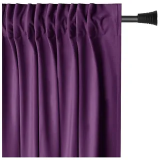 AmeliaHome Set Vorhang H 245 x B 140 cm mit Raffhalter 54 x 10 cm Velvet Optik Violett 1 St. Kräuselband Wellenband Samt Halbverdunkelungsvorhang Fensterdekoration Dekoschal Dekorvorhang