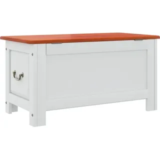 SYFAXTM Truhe mit Deckel Braun und Weiß Massivholz Akazie - Weiß