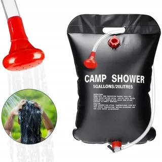 Korbi | Solardusche Camping - 20L - Schwarz - Tragbar, Wetterfest, Ideal für Outdoor-Aktivitäten - Schwarz