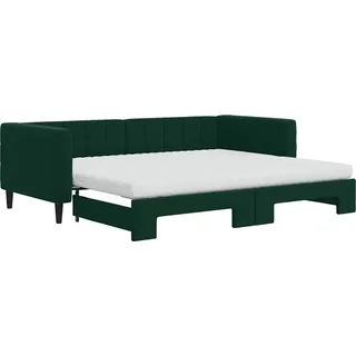 vidaXL Tagesbett Ausziehbar mit Matratzen Dunkelgrün 90x200 cm Samt - Grün