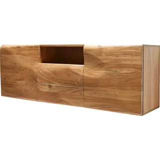 DeLife Sideboard New Live-Edge 145 cm Akazie Natur 2 Türen 2 Schubladen 1 Fach schwebend Sideboards, Baumkantenmöbel, Massivholzmöbel, Massivholz