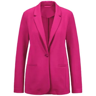 Jackenblazer GOLDNER "Kurzgröße Damenblazer mit Reverskragen und Paspeltaschen", Damen, Gr. 21, grün (pink), Obermaterial: 48% Polyamid PA. 40% Viskose CV. 12% Elasthan EL., Gerade, Blazer Jackenblazer, mit formgebenden Teilungsnähte