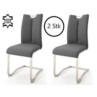 MCA Furniture Freischwinger Artos Leder grau 2er Set