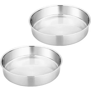 Homikit Backform, Edelstahl Rund Kuchenform Backformen 2er Set, 20 cm, gesund & ungiftig, Hochglanzpoliert, leicht zu reinigen und spülmaschinenfest