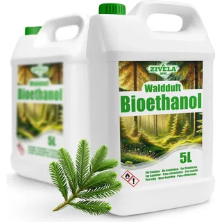 Bioethanol 96,6% 10L | Alkohol Waldduft 96,6% 2x5L | Bioethanol für Kamin, Tischkamin, Bioethanol Kamin | Bioethanol Waldduft | Saubere Verbrennung, ohne Rauch, lebendige und stabile Flamme