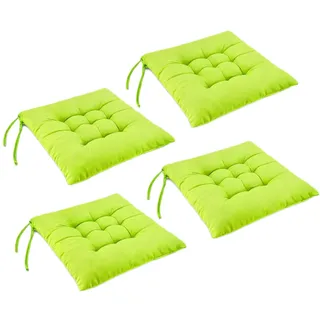 YNNHUDEEP 4er Set Stuhlkissen mit Bändern, Bequeme 40x40 cm Sitzkissen Outdoor, Waschbare Sitzauflagen Gartenmöbel, Gefüllte Sitzkissen, Sitzauflage für Garten, Balkon, Terrasse & Esszimmer (Grün)