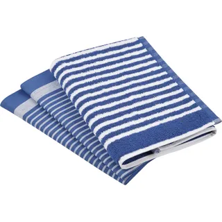 Geschirrtuch ROSS "Exclusiv", blau, 3 Stk., 100 % Baumwolle 50 % Baumwolle 50 % Leinen, 100% Baumwolle, 50% Baumwolle, 50% Leinen, Geschirrtücher, Geschirrtuch, 1x Küchen-Frottiertuch 50x50 cm Streifen u. 2x Geschirrtücher 50x70 cm